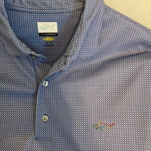 Greg Norman navy and white golf shirt size Large